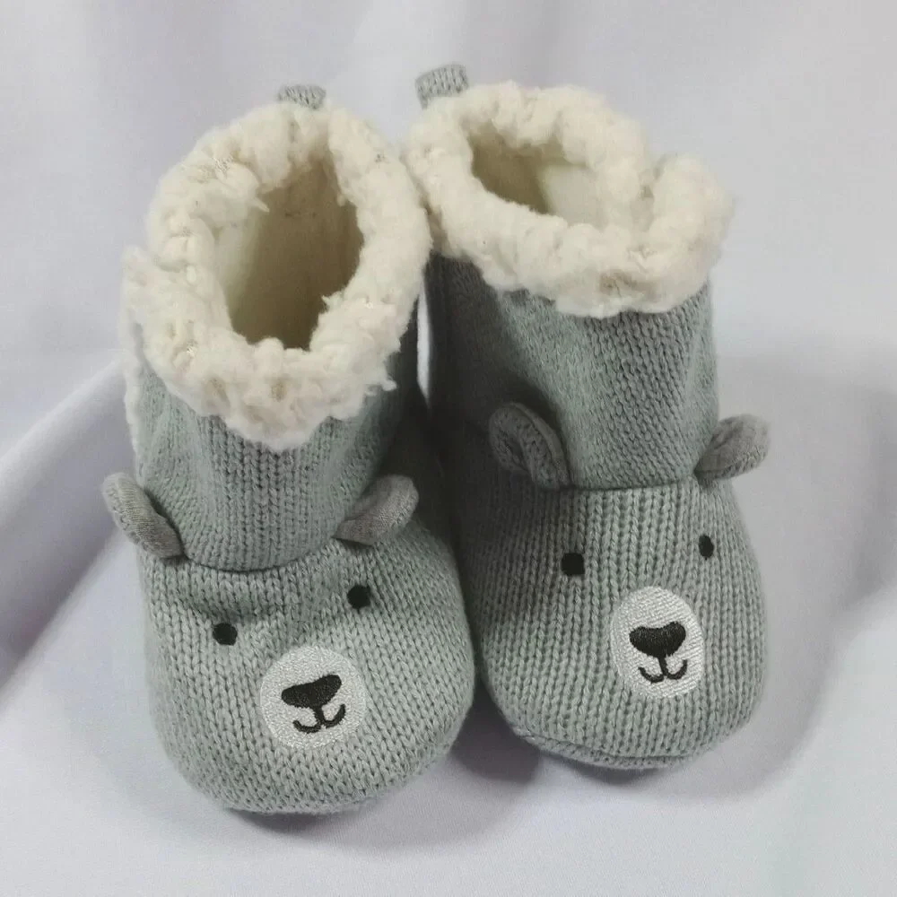 Carter's Just One You Infant Walker Bootie Boots Bear Knit Snow Toddler 3-6 mnth
